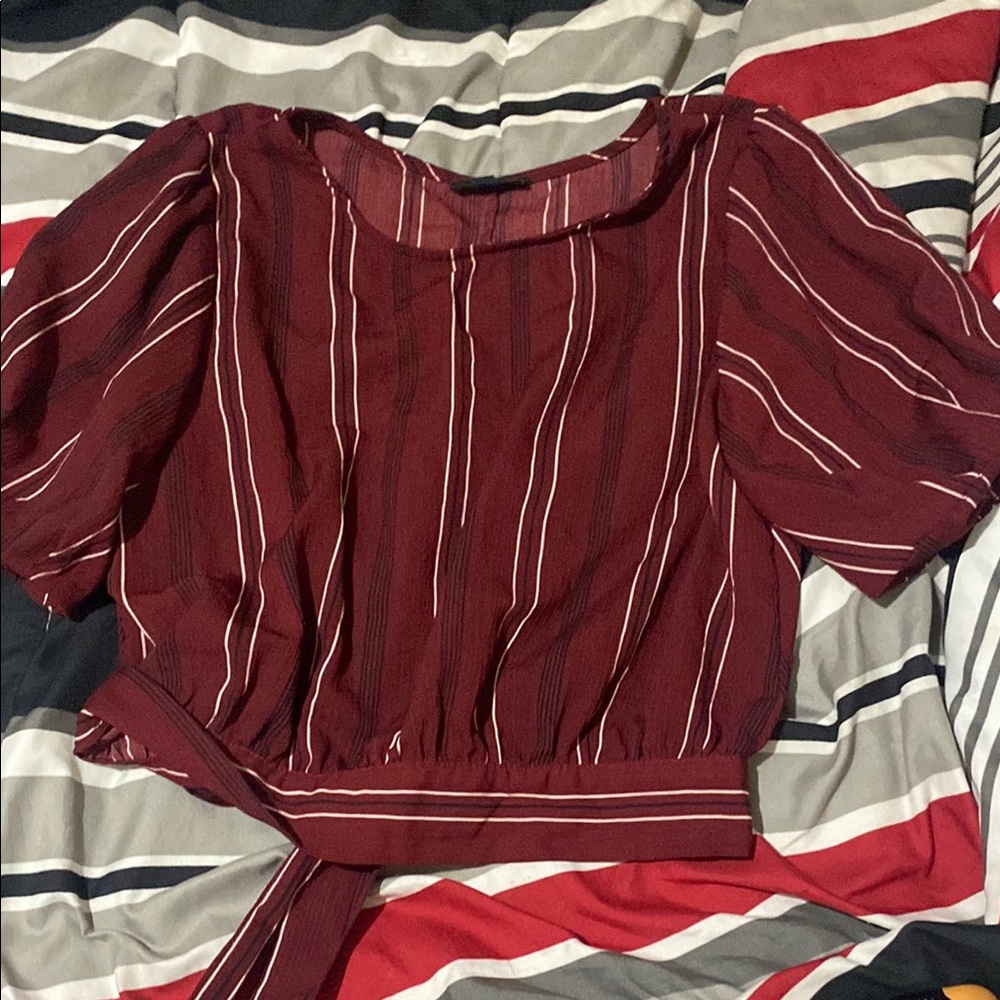 Elegant Maroon Striped Women's Top